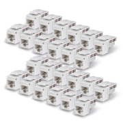 Picture of StarTech.com Cat6 Keystone Jack, 24-Pack RJ45 Ethernet Keystone Jacks, UTP Cat6 Wall Jack, 90-Degree 110 Punch Down, White