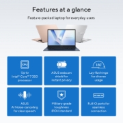 Image de ASUS Vivobook 15 X1504MA-BQ534W Intel Core 5 320 Ordinateur portable 39,6 cm (15.6") Full HD 8 Go DDR5-SDRAM 256 Go SSD Wi-Fi 6 (802.11ax) Windows 11 Home Bleu QWERTY Néerlandais