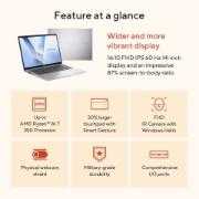 Image de ASUS Vivobook 14 M1407KA-LY176W Copilot+ PC AMD Ryzen AI 5 330 Ordinateur portable 35,6 cm (14") WUXGA 16 Go DDR5-SDRAM 512 Go SSD Wi-Fi 6 (802.11ax) Windows 11 Home Bleu AZERTY Belge