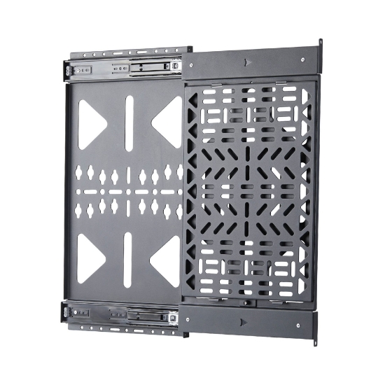 Picture of StarTech.com Slide-Out AV Component Storage Panel, Cable Box and Accessories Mounting, 22lb (10kg) Max, Behind-TV Media Wall Mount, Sliding Design for Easy Access
