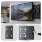 Picture of StarTech.com Slide-Out AV Component Storage Panel, Cable Box and Accessories Mounting, 22lb (10kg) Max, Behind-TV Media Wall Mount, Sliding Design for Easy Access