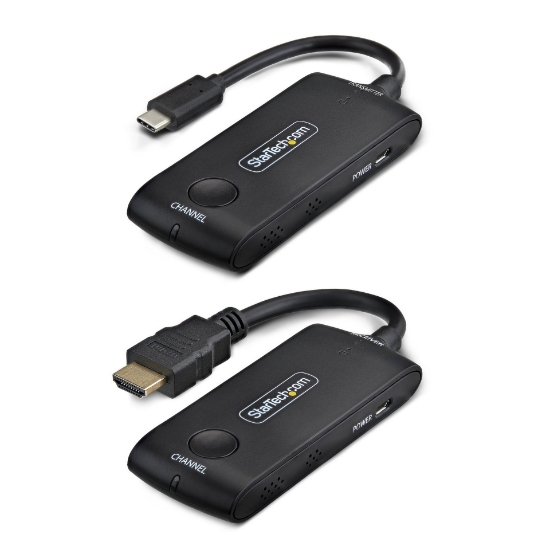 Picture of StarTech.com Wireless USB-C to HDMI Extender for Meeting Rooms and Huddle Spaces, 4K 60Hz, 65ft Range, USB Powered, Plug-and-Play Transmitter and Receiver Kit