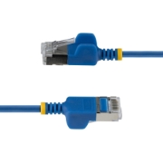 Picture of StarTech.com 15cm Blue Ultra Slim Cat6A Ethernet Cable, 10 pack, Snagless, FTP, Pure Bare Copper Wire, 34AWG Ultra Slim RJ45 Network Patch Cord, Individually Tested