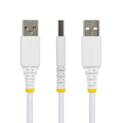 Picture of StarTech.com 30cm (1ft) USB-A to USB-C Fast Charging Cable, 15W 3A, Dual-Layer Braided Nylon/TPE Jacket, Durable USB-A to Type C Charger Cord, White USB A to USB C Cable
