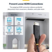 Picture of StarTech.com 2m USB-C to HDMI Adapter Cable, Gripping HDMI Connector, 4K 60Hz, Thunderbolt Compatible, HDR, Uni-Directional Cord for MacBook, Dell, HP, Lenovo