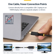 Picture of StarTech.com 2m USB-C to HDMI Adapter Cable, Gripping HDMI Connector, 4K 60Hz, Thunderbolt Compatible, HDR, Uni-Directional Cord for MacBook, Dell, HP, Lenovo