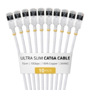 Afbeeldingen van StarTech.com 6ASTP34WHS15CM10PK netwerkkabel Wit 0,15 m Cat6a U/FTP (STP) Rond