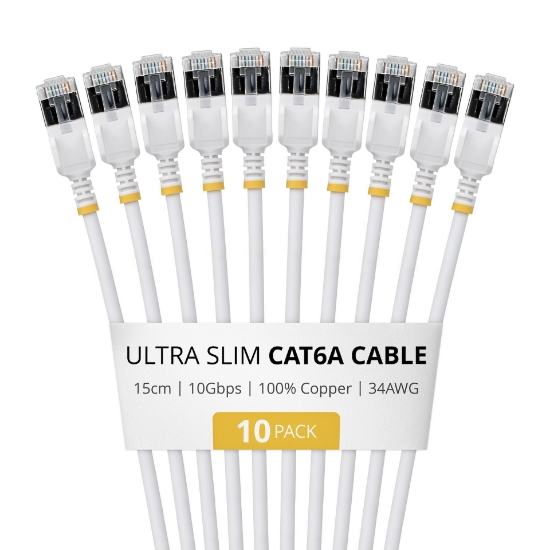 Afbeeldingen van StarTech.com 6ASTP34WHS15CM10PK netwerkkabel Wit 0,15 m Cat6a U/FTP (STP) Rond