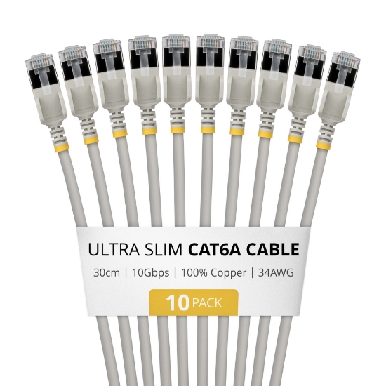 Image de StarTech.com 6ASTP34GRS30CM10PK câble de réseau Gris 0,3 m Cat6a U/FTP (STP) Rond