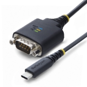 Picture of StarTech.com 1ft (30cm) USB-C to Serial Adapter Cable, COM Retention, FTDI Chipset, Type-C to Male DB9 RS232, Status LEDs, Interchangeable DB9 Screws and Nuts