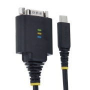 Picture of StarTech.com 1ft (30cm) USB-C to Serial Adapter Cable, COM Retention, FTDI Chipset, Type-C to Male DB9 RS232, Status LEDs, Interchangeable DB9 Screws and Nuts
