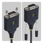 Picture of StarTech.com 1ft (30cm) USB-C to Serial Adapter Cable, COM Retention, FTDI Chipset, Type-C to Male DB9 RS232, Status LEDs, Interchangeable DB9 Screws and Nuts