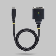Picture of StarTech.com 1ft (30cm) USB-C to Serial Adapter Cable, COM Retention, FTDI Chipset, Type-C to Male DB9 RS232, Status LEDs, Interchangeable DB9 Screws and Nuts