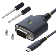 Picture of StarTech.com 1ft (30cm) USB-C to Serial Adapter Cable, COM Retention, FTDI Chipset, Type-C to Male DB9 RS232, Status LEDs, Interchangeable DB9 Screws and Nuts