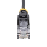 Picture of StarTech.com 25cm Black Slim CAT6 Cable, 10 Pack, Snagless, 100W PoE, UTP, LSZH, 28AWG Pure Bare Copper Wire, Slim RJ45 Network Patch Cord w/Strain Reliefs, Individually Tested