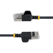 Picture of StarTech.com 15cm Black Ultra Slim Cat6A Ethernet Cable, 10 Pack, Snagless, FTP, Pure Bare Copper Wire, 34AWG Ultra Slim RJ45 Network Patch Cord, Individually Tested