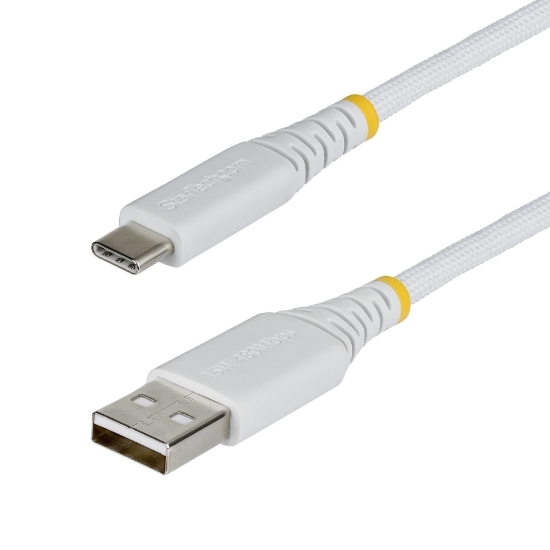 Afbeeldingen van StarTech.com 1m USB-A naar USB-C Snellaadkabel, 15W 3A, Dual-Layer Gevlochten Nylon / TPE Mantel, Duurzame USB-A naar USB-C Oplaadkabel, Wit