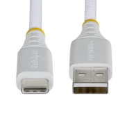 Afbeeldingen van StarTech.com 1m USB-A naar USB-C Snellaadkabel, 15W 3A, Dual-Layer Gevlochten Nylon / TPE Mantel, Duurzame USB-A naar USB-C Oplaadkabel, Wit