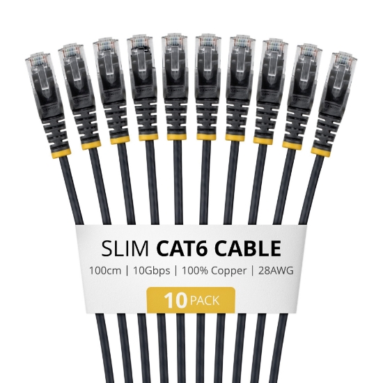 Image de StarTech.com N6PAT100CMBKS10PK câble de réseau Noir 1 m Cat6 U/UTP (UTP)