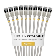 Image de StarTech.com 6ASTP34GRS15CM10PK câble de réseau Gris 0,15 m Cat6a U/FTP (STP) Rond