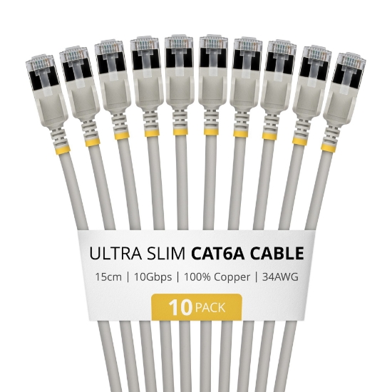 Image de StarTech.com 6ASTP34GRS15CM10PK câble de réseau Gris 0,15 m Cat6a U/FTP (STP) Rond