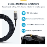 Image de StarTech.com Câble Optique Actif Hybride (AOC) DisplayPort 1.4 de 40m, CMP Plenum, 8K 60Hz, 32,4 Gbps, Câble DisplayPort Actif