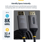 Image de StarTech.com Câble Optique Actif Hybride (AOC) DisplayPort 1.4 de 40m, CMP Plenum, 8K 60Hz, 32,4 Gbps, Câble DisplayPort Actif