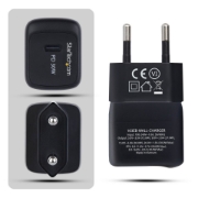 Picture of StarTech.com 30W USB‑C Wall Charger, Portable GaN Charger with USB Power Delivery Fast Charging, GaN 5V/9V/15/20V PD, USB-C Charger, Black