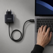 Picture of StarTech.com 65W USB-C Laptop Charger, GaN Charger with Power Adapter Brick for Dell, XPS, HP ProBook, MacBook Pro, Microsoft Surface Pro, Black