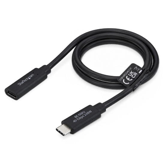 Image de StarTech.com Câble Prolongateur USB4 de 60cm, 40Gbps, Compatible Thunderbolt 4, Charge 240W, 8K 60Hz/4K 240Hz, USB-C Mâle vers Femelle