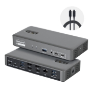 Picture of StarTech.com Dual-Monitor USB-C Docking Station, 4K 60Hz, HDMI or DisplayPort, 96W Laptop Charging, Gigabit Ethernet, Universal Smart Dock for Windows and macOS